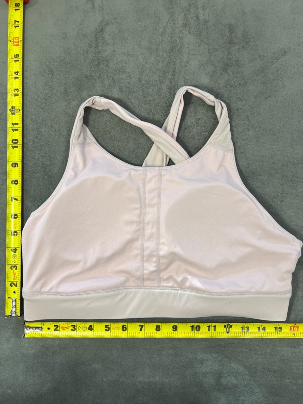 Fabletics Light Mauve High-Neck Sports Bra with Logo Band L/XL - Picture 7 of 8